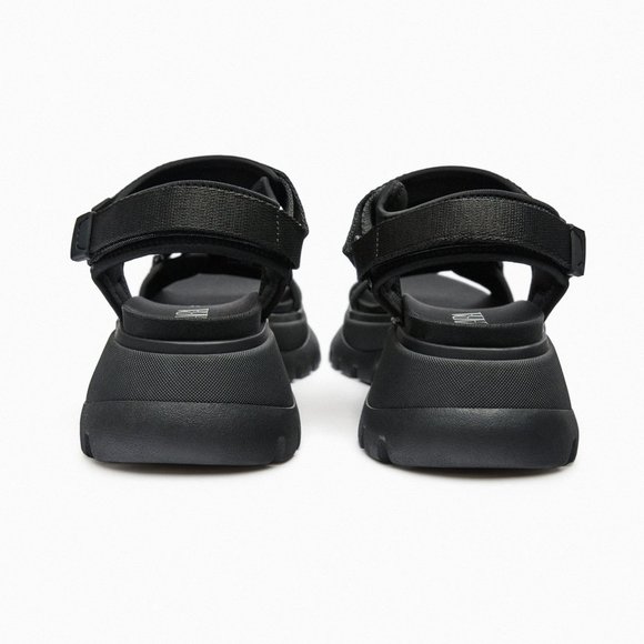 Zara Black Lug Sole Strappy Sandals, Size 10/41 - Picture 3 of 6